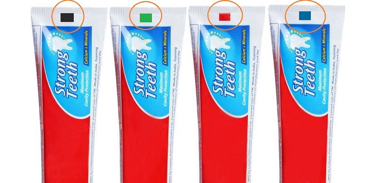 Что означают цветные полоски на тюбике зубной пасты! Что означают цветные квадратики на тюбиках зубной пасты с черной полосой